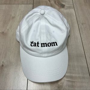 Unisex baseball hat- cat mom- white